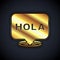 Gold Hola icon isolated on black background. Vector