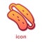 Gold Hotdog sandwich icon isolated on white background. Sausage icon. Fast food sign. Vector