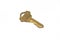 A gold house key isolated on a white background