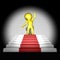 A gold human on top of red carpet - 3d image