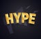 Gold HYPE text isolated vector icon on dark background