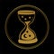 Gold icon of mystical gold clock on a black background. Round sign on a black background for tarot, astrology, fortune