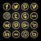 Gold icon social media set