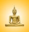 Gold image of Buddha on radial yellow and white gradient background