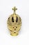 Gold incense burner with cross, Christian frankincense holder