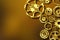 Gold industrial metal gears and sprockets background