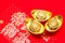 Gold ingot of China in the Chinese New Year festive