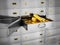 Gold ingots inside private bank deposit box. 3D illustration