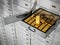 Gold ingots inside private bank deposit box. 3D illustration