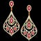 gold jewelry earrings with ruby and precious stones