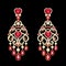 gold jewelry earrings with ruby and precious stones