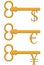 Gold key with dollar, euro and yen currency sign