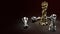 Gold king chess and silver Pawn in dark tone 3d rendering for business content