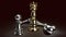 Gold king chess and silver Pawn in dark tone 3d rendering for business content