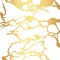 Gold kintsugi crack vector card on white background. Golden texture.