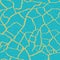 Gold kintsugi crack vector seamless pattern background. Golden irregular joined crackle lines on blue turquoise textured