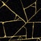 Gold kintsugi crack vector seamless pattern background. Golden irregular joined lines on black backdrop. Japanese art