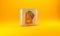 Gold Laboratory chemical beaker with toxic liquid icon isolated on yellow background. Biohazard symbol. Dangerous symbol