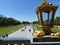 Gold lantern in front of the  park of the castle of Nymphenburg to Munich in Germany.