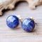 Gold Lapis Lazuli Stud Earrings With Dreamlike Watercolor Details
