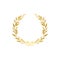 Gold laurel wreath silhouette with golden ribbon, realistic leaf branch decoration