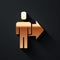 Gold Leader of a team of executives icon isolated on black background. Long shadow style. Vector