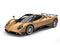 Gold leaf painted super car with shiny black panels