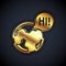 Gold Learning foreign languages icon isolated on black background. Translation, language interpreter and communication