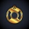 Gold Lifebuoy icon isolated on black background. Lifebelt symbol. Vector