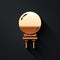 Gold Light emitting diode icon isolated on black background. Semiconductor diode electrical component. Long shadow style
