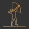 Gold line archery icon.