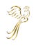 Gold line art of a phoenix bird with beautiful wings. Curled floral ornament decoration. Good use for symbol, mascot, icon, avatar