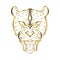 Gold line art of Roaring Leopard head.