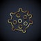 Gold line Bacteria icon isolated on black background. Bacteria and germs, microorganism disease causing, cell cancer