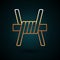 Gold line Barbed wire icon isolated on dark blue background. Vector