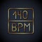 Gold line Bitrate icon isolated on black background. Music speed. Sound quality. Vector