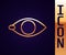 Gold line Blindness icon isolated on black background. Blind sign. Vector