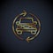 Gold line Car service icon isolated on black background. Auto mechanic service. Repair service auto mechanic