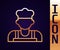 Gold line Cook icon isolated on black background. Chef symbol. Vector