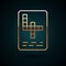 Gold line Crossword icon isolated on dark blue background. Vector