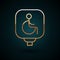 Gold line Disabled wheelchair icon isolated on dark blue background. Disabled handicap sign. Vector