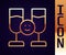 Gold line Friends drinking alcohol icon isolated on black background. Vector