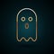 Gold line Ghost icon isolated on dark blue background. Vector