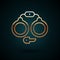 Gold line Handcuffs icon isolated on dark blue background. Vector