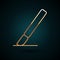 Gold line Medical surgery scalpel tool icon isolated on dark blue background. Medical instrument. Vector