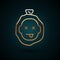 Gold line Murder icon isolated on dark blue background. Body, bleeding, corpse, bleeding icon. Dead head. Concept of