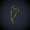 Gold line Rib eye steak icon isolated on black background. Steak tomahawk. Piece of meat. Vector