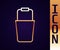Gold line Sauna bucket icon isolated on black background. Vector