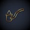 Gold line Sauna ladle icon isolated on black background. Vector