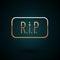 Gold line Speech bubble rip death icon isolated on dark blue background. Vector